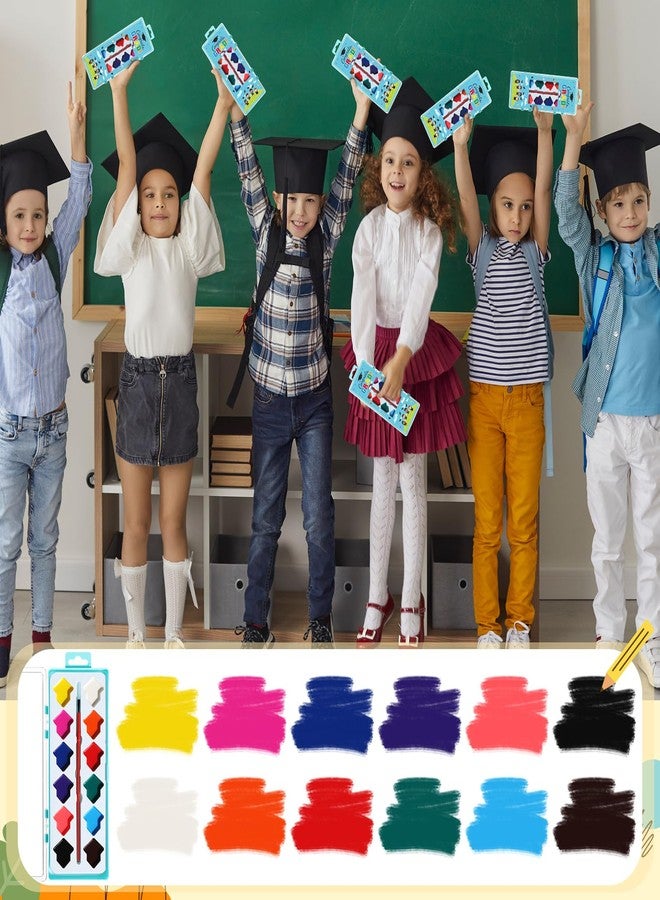 Sinload 24 Sets Back to School Student Gifts Watercolor Paint Set, 12 Vibrant Colors Washable Paint Kit with Brushes Goodie Bag Gift Tag String for First Day Party Favor Preschool Kindergarten Prizes - Image 2